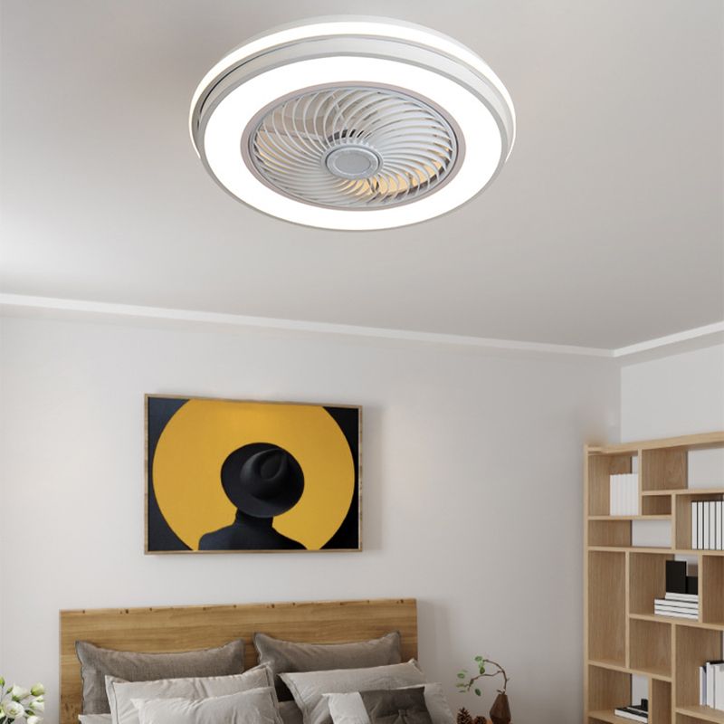 5-Blade Ceiling Fan Metallic Modernism White/Black Fan with Light for Hallway