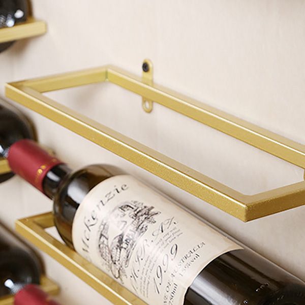 Glam Style Metal Wine Rack Decorative Rectangular Wall-mounted Wine Rack