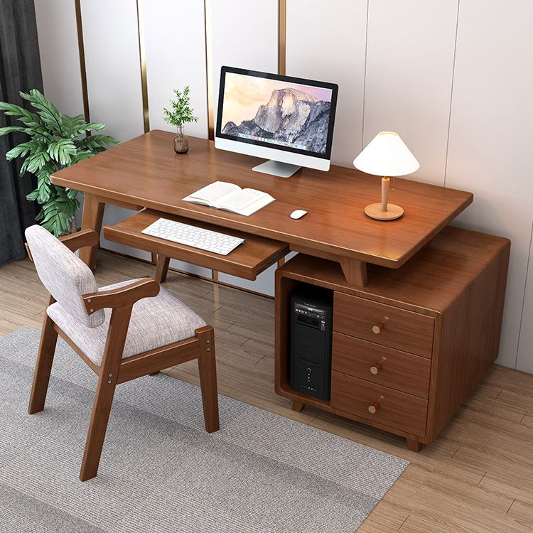 Solid Wood Computer Desk Home Keyboard Tray Desk with Drawer Student Table