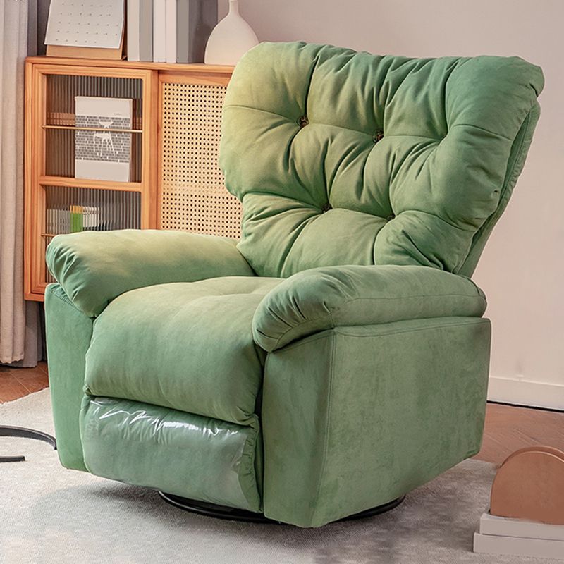 Metal Frame Standard Recliner Solid Color Microsuede Recliner Chair with Tufted Back