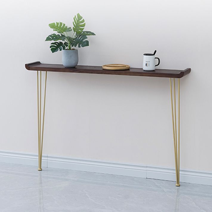 Rectangle Wood Console Table Ironcraft Frame Accent Table,Mid-Century Modern