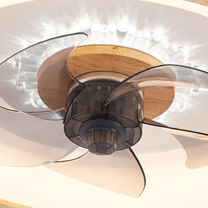 Modern Single Beige/Brown Ceiling Fan Lamp Wooden Ceiling Fan Light for Dining Room