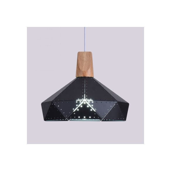 Metallic Diamond Shape Pendant Light Black/Grey/White 1 Light Modern Monochrome Hanging Light for Kitchen Stair