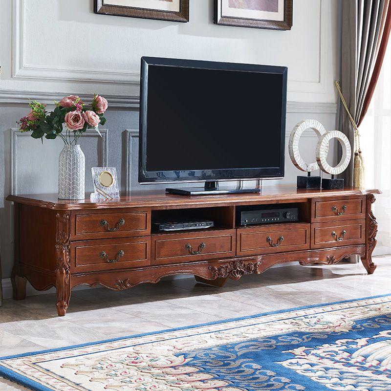 Traditional TV Media Stand Wooden TV Stand Console with 6 Drawers