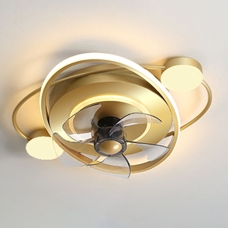 Oval LED Polished Gold Fan Mount Metal and Acrylic Contemporary Ceiling Fan