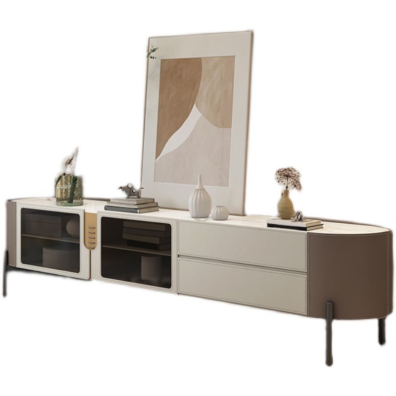 Contemporary TV Media Console Stone Media Console with Drawers