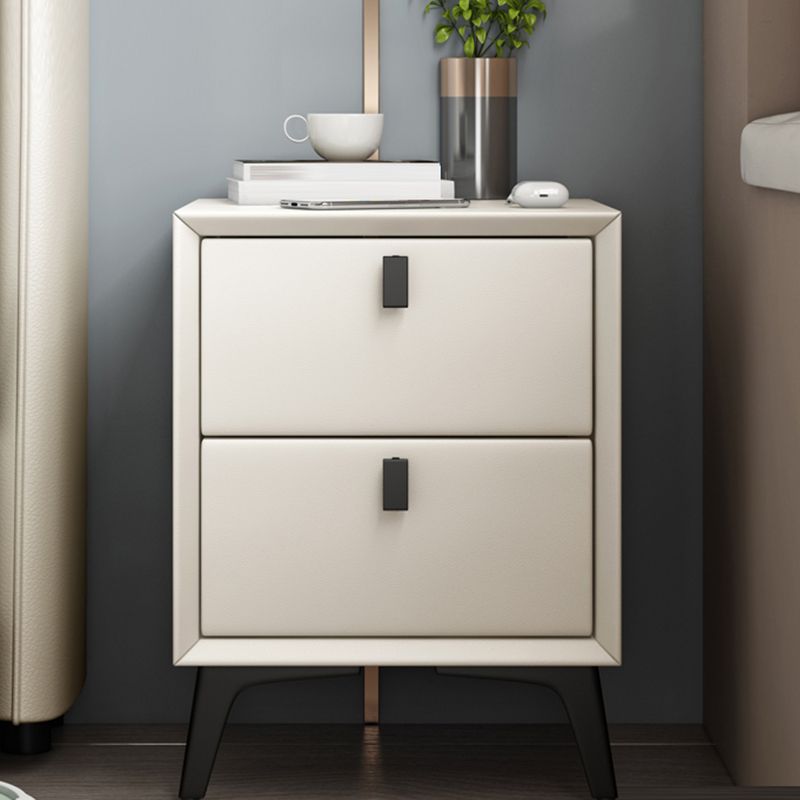 Leather Bedside Cabinet Contemporary Bed Nightstand with Drawers