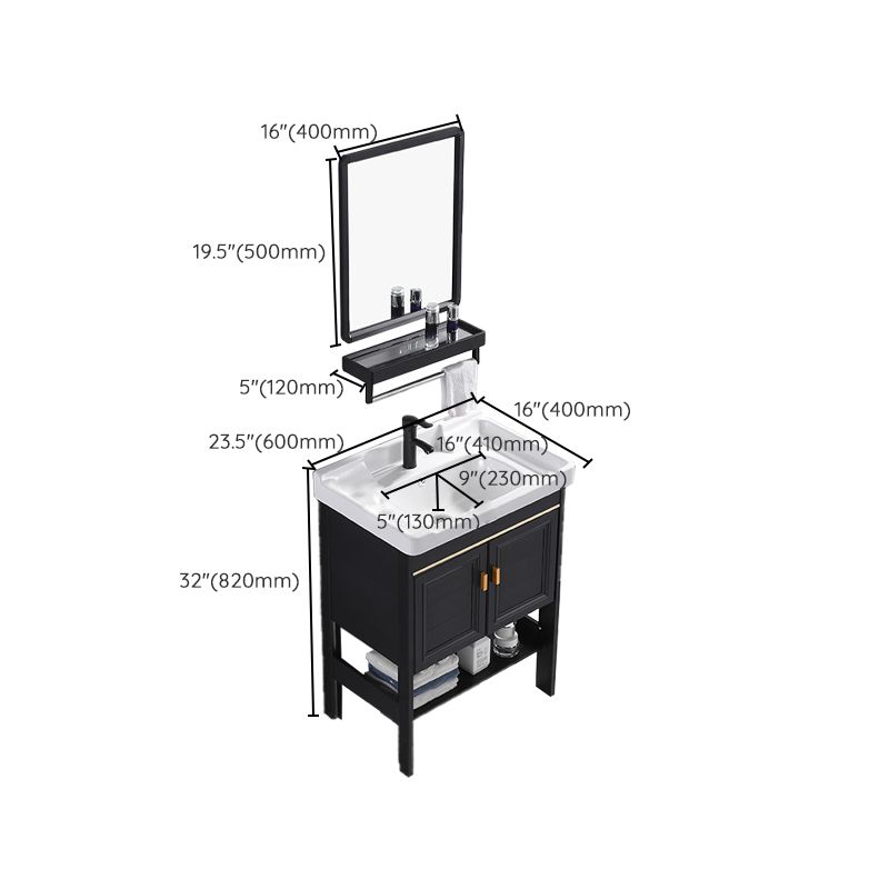 Shelving Included Vanity Metal Frame Rectangle Single Sink Freestanding Bathroom Vanity