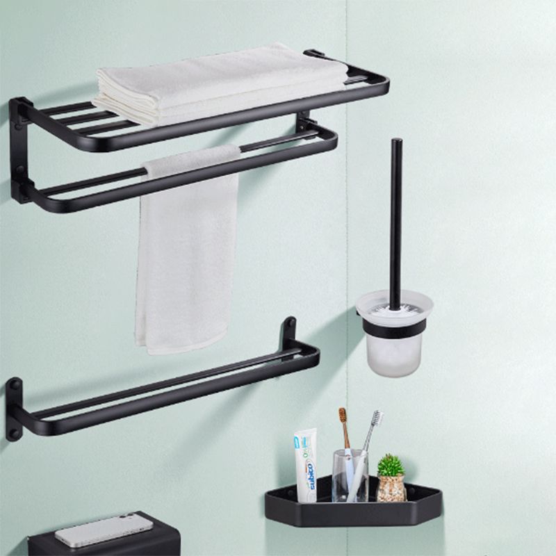 Modern Bathroom Accessory Set Matte Black/Gray Bath Shelf/Towel Bar & Paper Holder