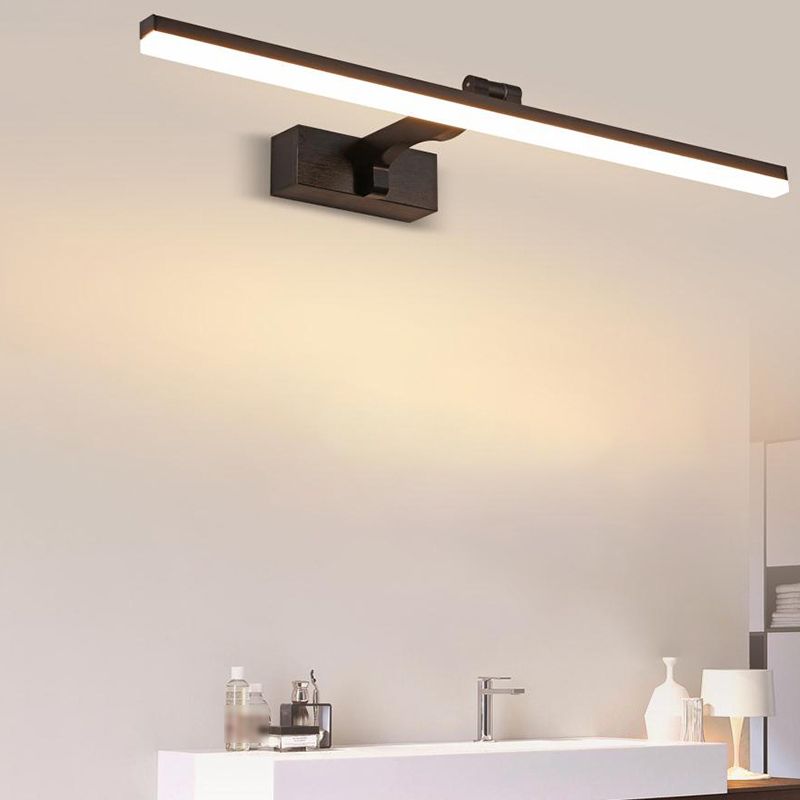 Modern Aluminum Vanity Light Straight 1 Light Mirror Light in Black for Bathroom