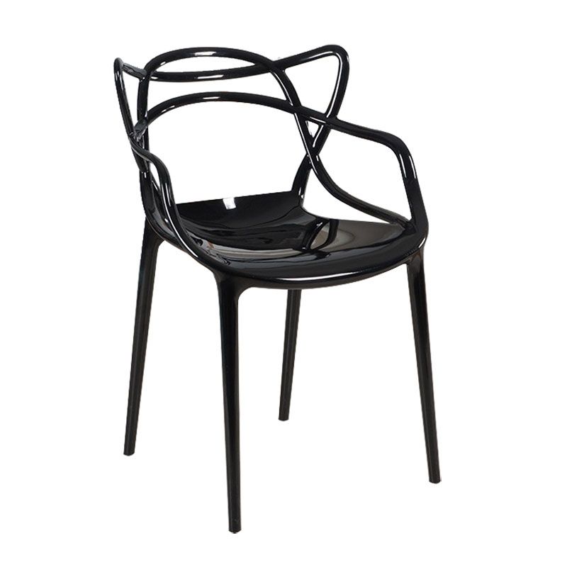 Scandinavian Design Open Back Arm Dining Chairs Plastic Side Chair