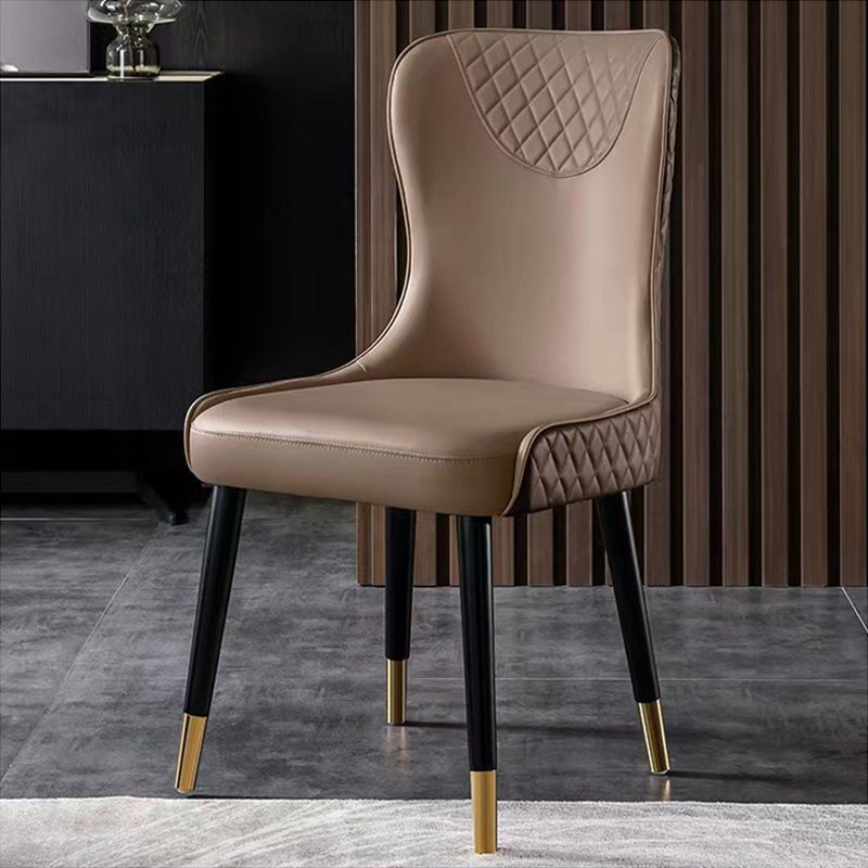 Glam Faux Leather Dining Chairs Wood Armless Dining Chair for Home Use