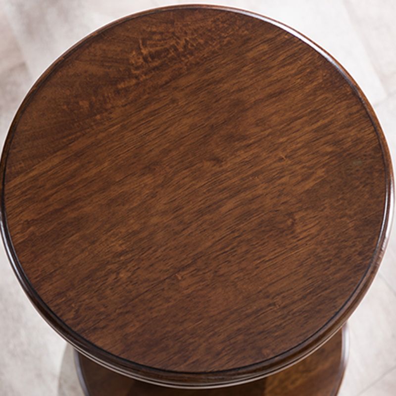 Pedestal End Table Brown Round Wood Side End Table - Distressed Surface Treatment