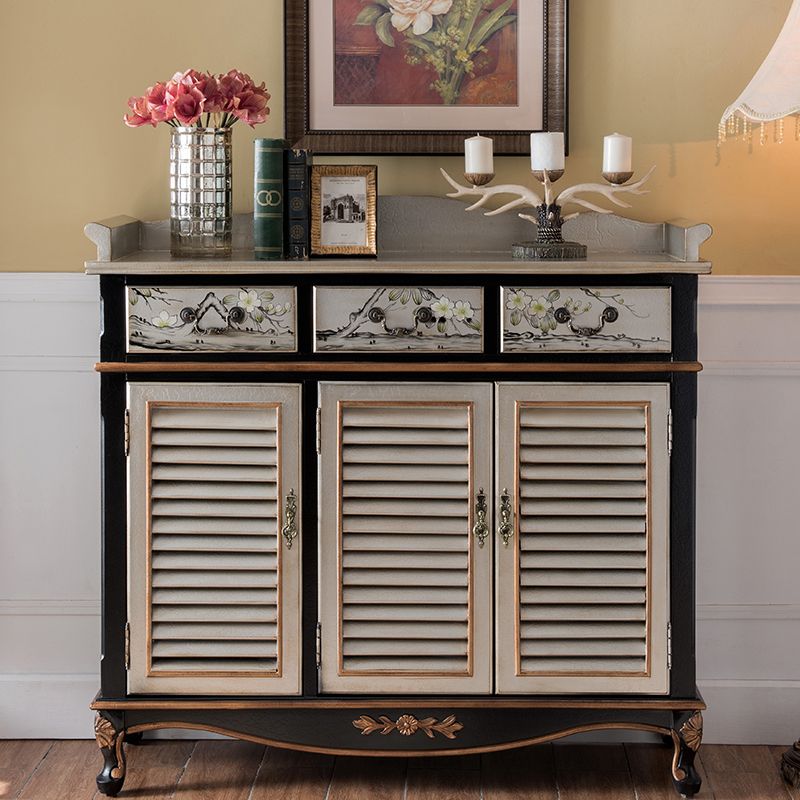 Modern Wood Dining Server with Drawers Antique Finish Sideboard for Kitchen