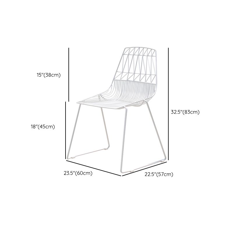 Modern Dining Side Chair in White Metal Outdoors Dining Chairs