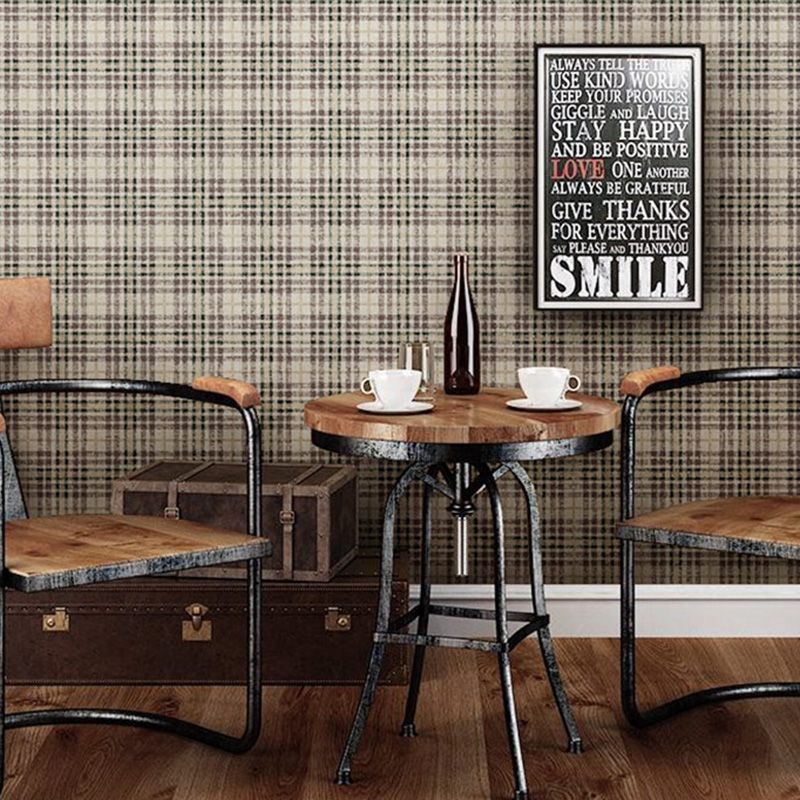 Waterproofing Grid Wallpaper Roll 33' x 20.5" Vintage Wall Covering for Home Decoration, Non-Pasted