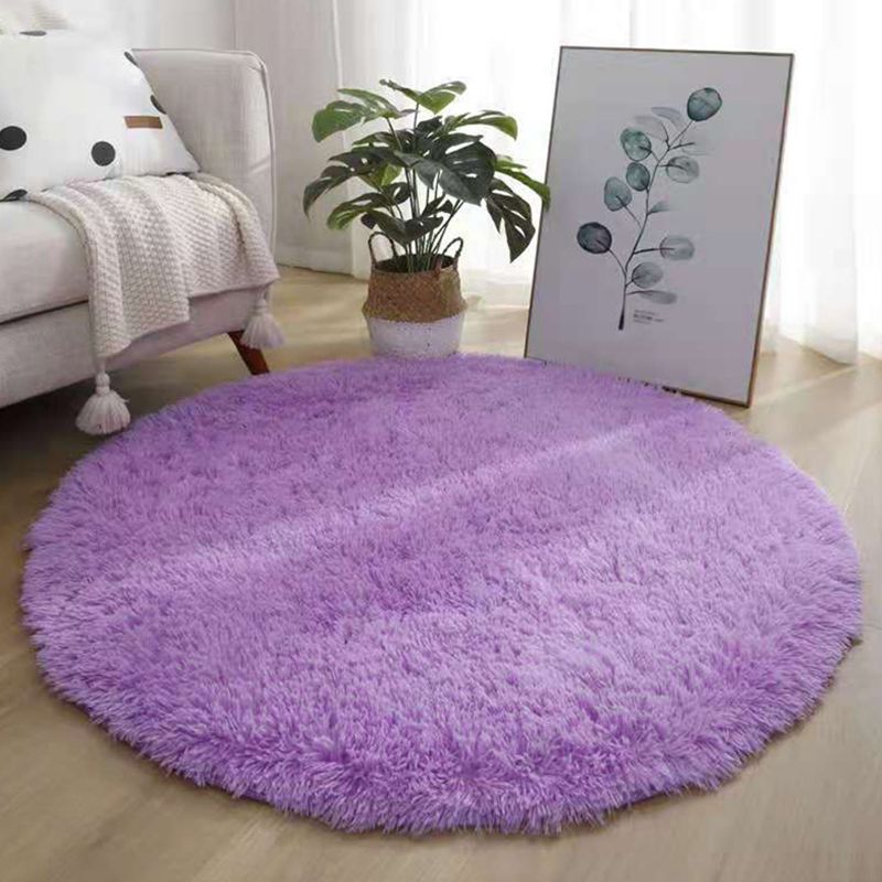 Natural Plain Round Area Rug Multi-Color Modern Shag Indoor Carpet Polyester Easy Care Stain Resistant Carpet for Living Room