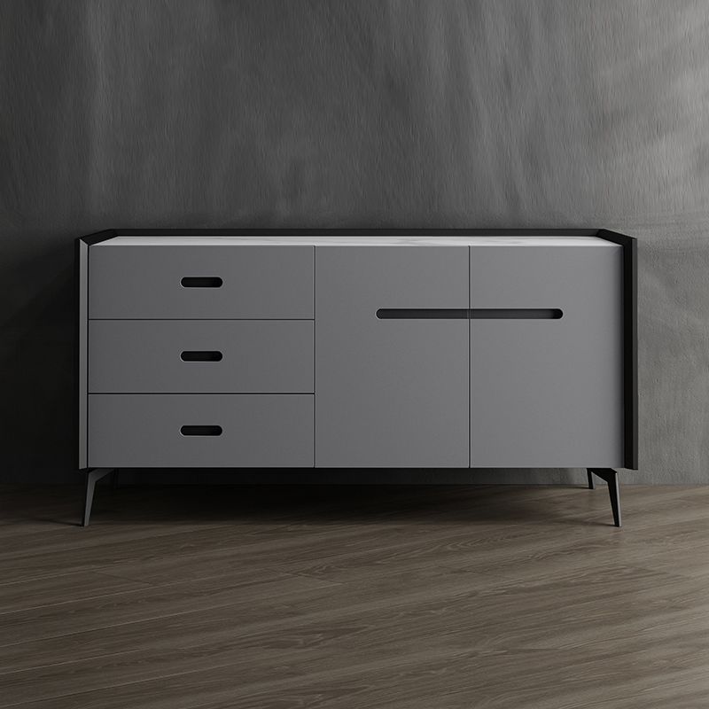 Stone Top Living Room Sideboard Cabinet Modern Credenza with Drawer and Storage