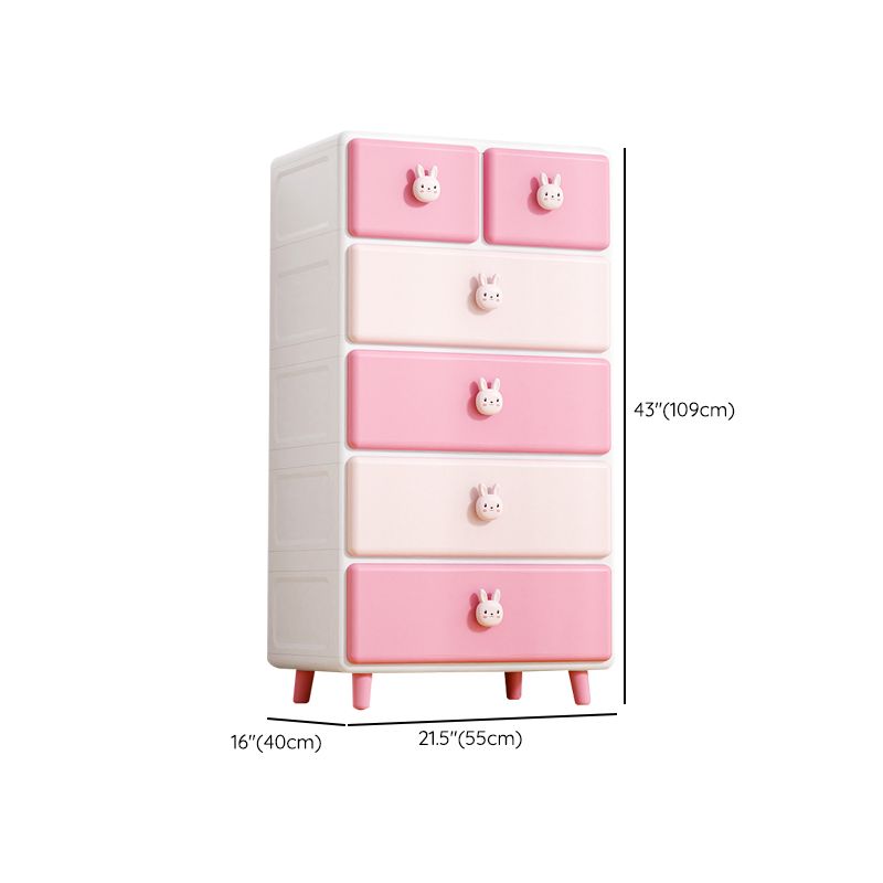 Contemporary Vertical Nursery Dresser Plastic Kids Nightstand with Drawers