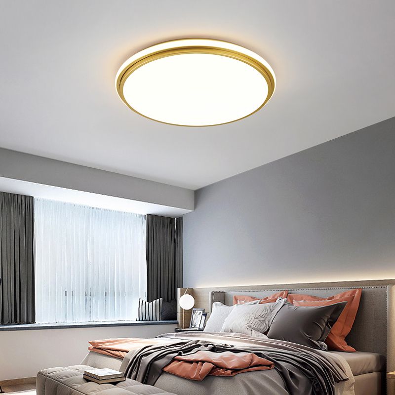 Minimalism Ceiling Light Fixture Gold LED Flush Mount for Bedroom