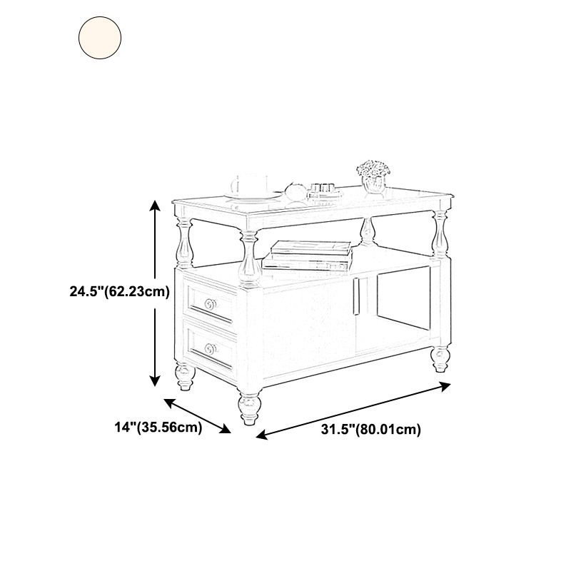 4 Legs Side Table Modern Wood Gold 2-Drawer Side End Snack Table