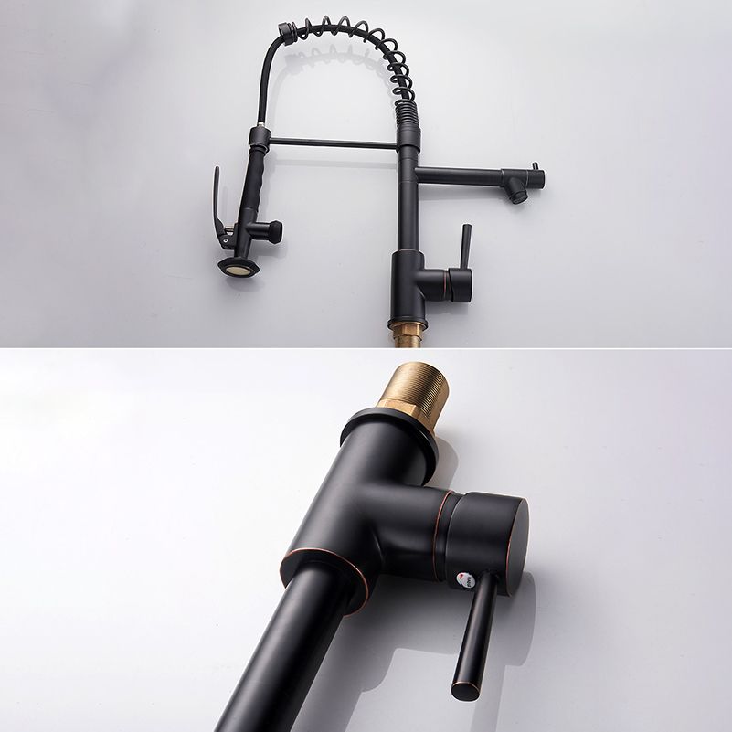 Modern Farmhouse Spring Spout Kitchen Sink Faucet Gooseneck with Pull Down Sprayer