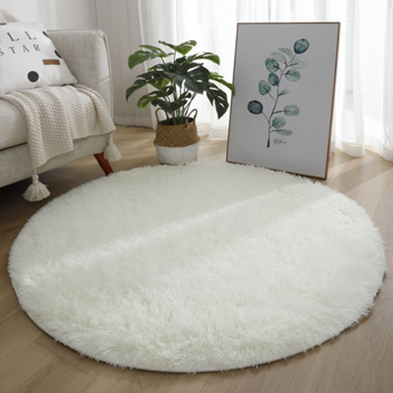 Minimalist Shag Rug Simple Plain Washable Carpet Polyester Living Room Rug with Non-Slip Backing