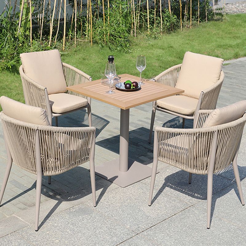 Modern Metal Frame Patio Table Manufactured Wood Dining Table