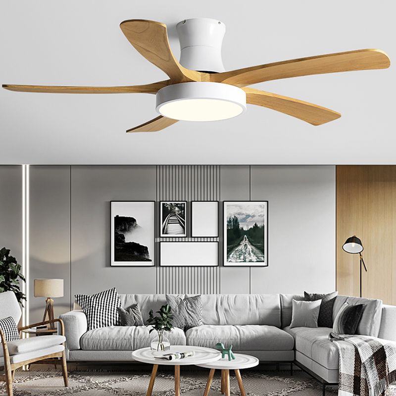 Nordic LED Ceiling Fan 5-Blade Fan Lighting with Wood for Living Room