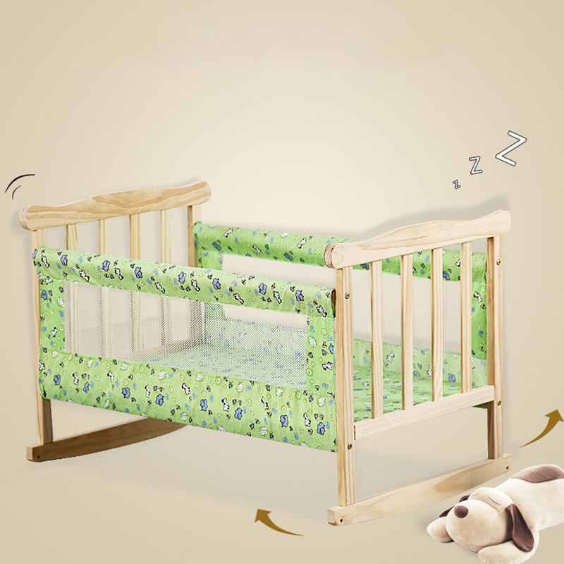 Solid Wood Rectangle Crib Cradle Natural Crib Cradle for Newborn