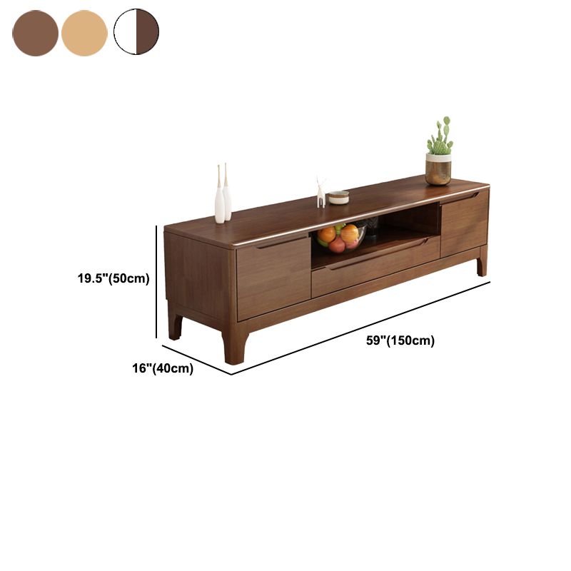 Solid Wood TV Console Traditional Home TV Cabinet with Splayed Wooden Legs