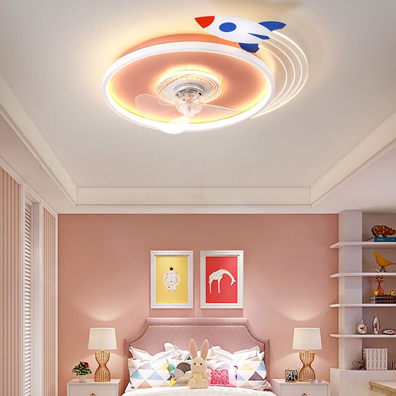 Metal Unique Shape Ceiling Fans Kid Style 2-Lights Ceiling Fan Lamp Fixture