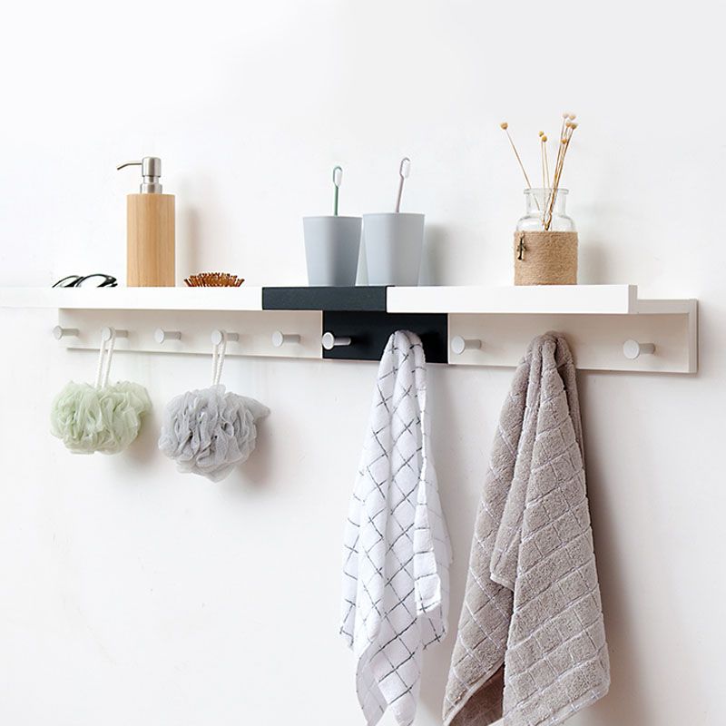 Modern Coat Hanger Wood Wall-Mounted with Shelves and Hooks Entryway Kit