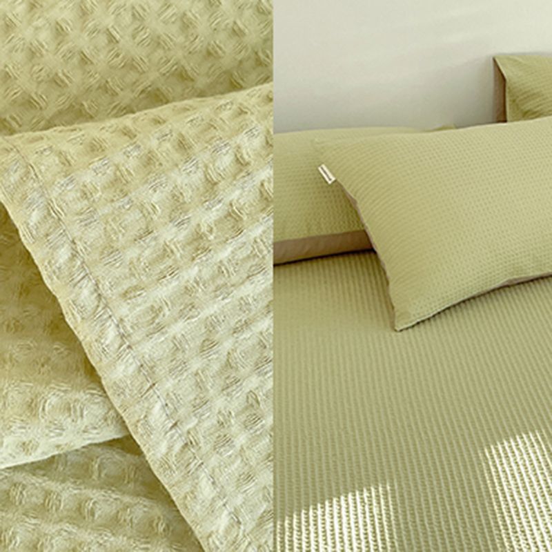 Waffle Bed Sheet Solid Cotton Fade Resistant Breathable Soft Bed Sheet Set