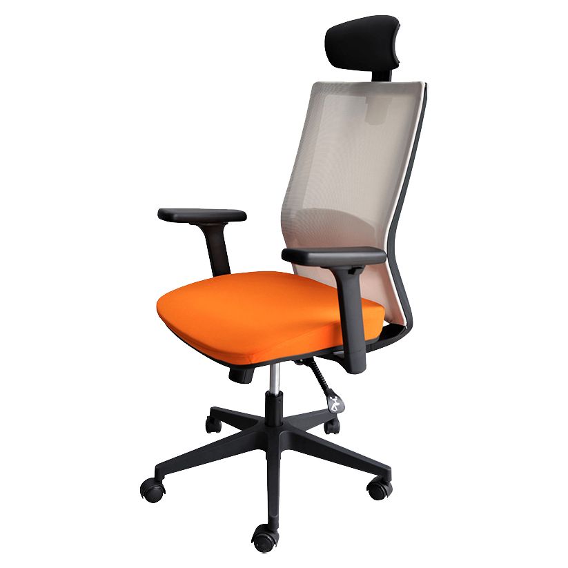 Modern Arms Included Chair with Wheels Mid-Back Mesh Desk Chair in Orange