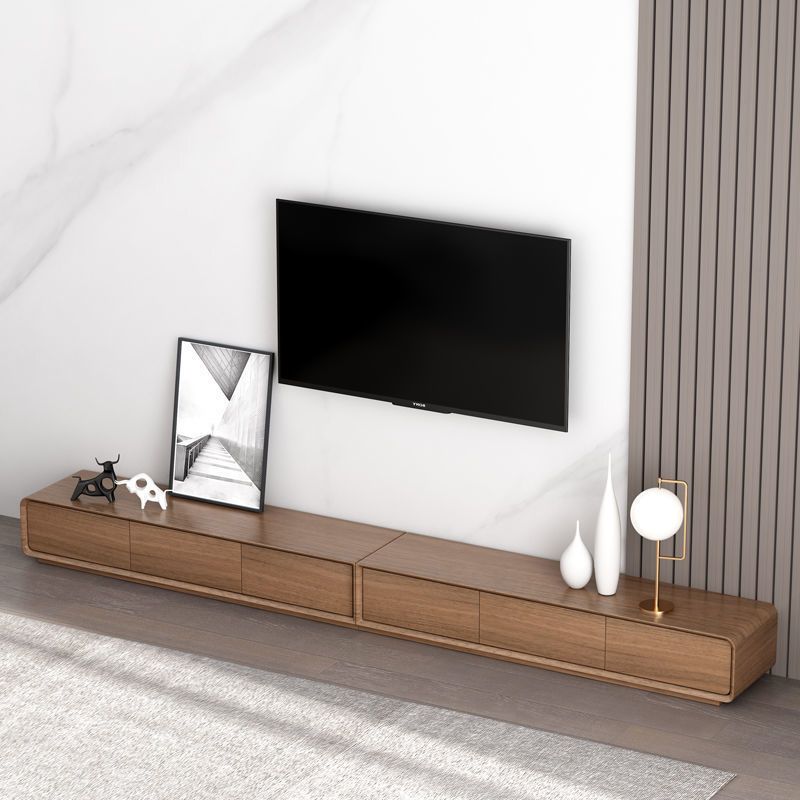 Wooden TV Cabinet Console Contemporary Stand Console in Brown