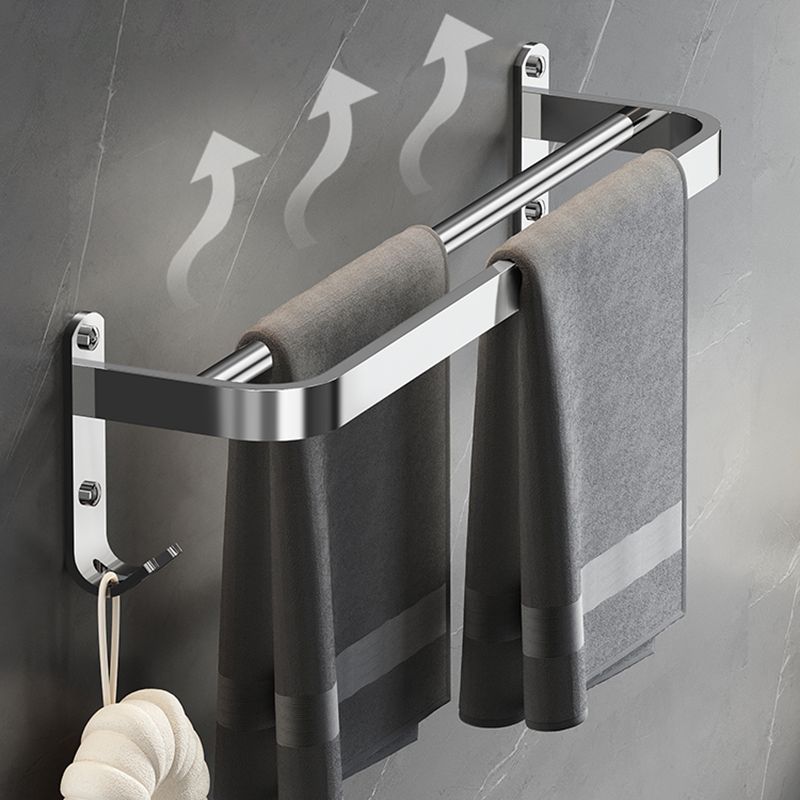 Contemporary Polished Chrome Bathroom Accessory Set with Towel Bar & Bath Shelf