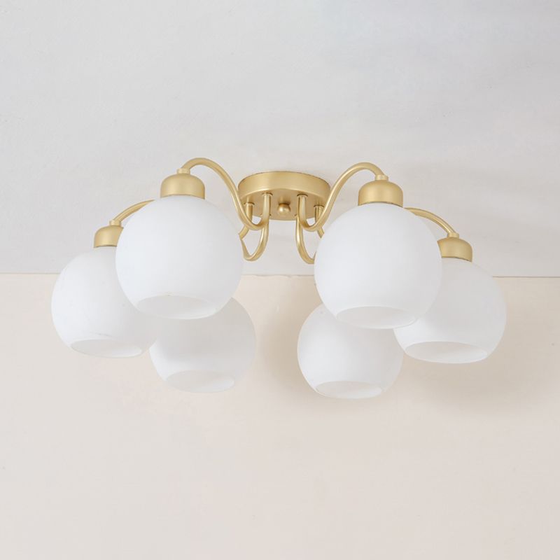 Nordic Style Golden Ceiling Light Ball Shape Shade Ceiling Lamp for Living Room