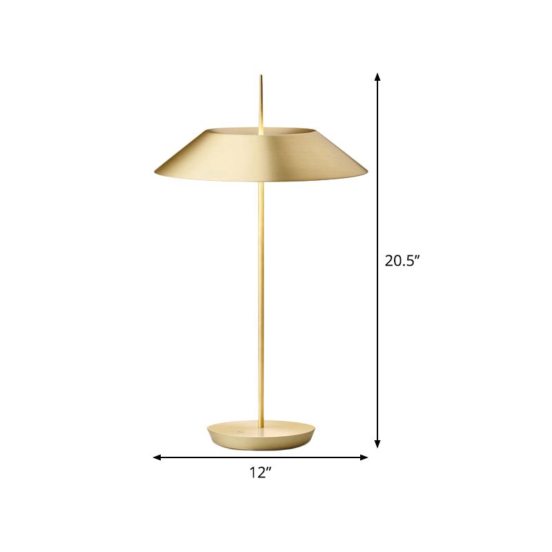 1-Bulb Study Room Table Light Contemporary Gold Night Lamp with Tapered Metal Shade