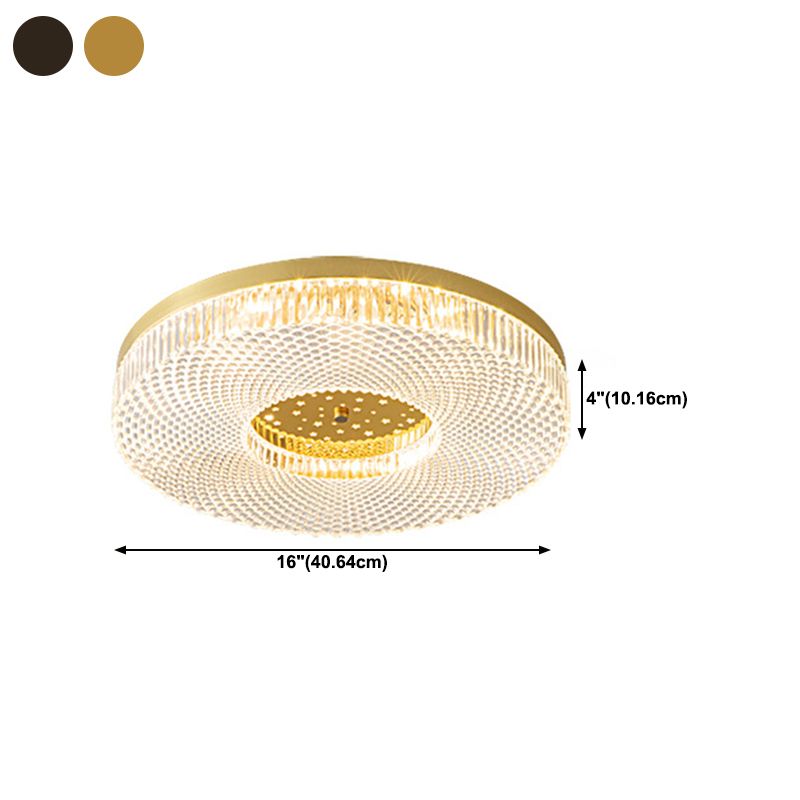 Single Modern Golden Flush Mount Lighting Round Shaded Ceiling Light