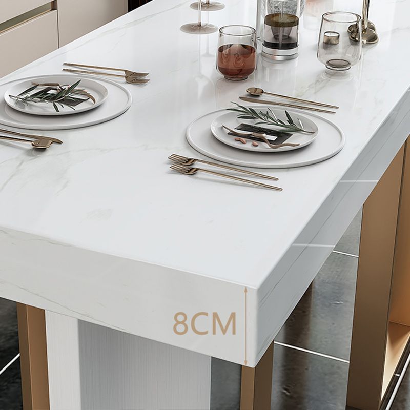 Contemporary Marble Bistro Accent Dining Table Double pedestal Indoor Patio Bar Table