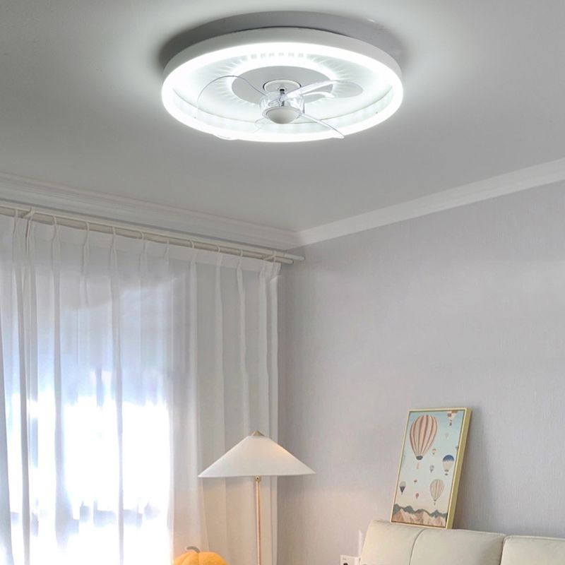 Contemporary 2-Light White Ceiling Fan Lamp LED Ceiling Fan Light for Bedroom