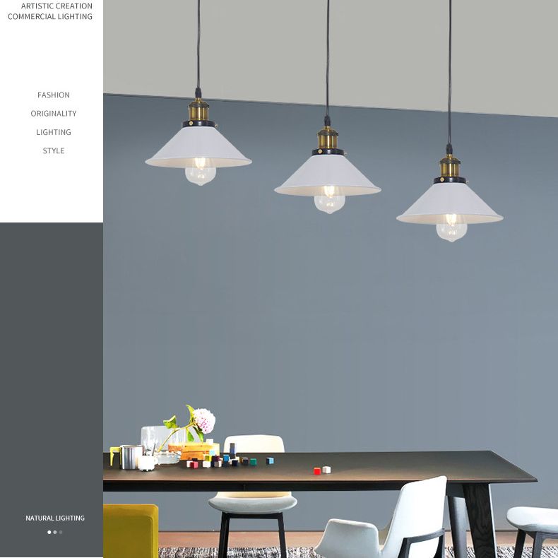 Industrial Conical Pendant Lighting Fixture Metal Suspension Light for Dining Room