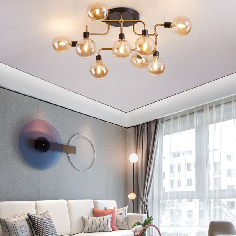 Nordic Style Ceiling Light Iron Ceiling Lamp with Colorful Shade for Bedroom