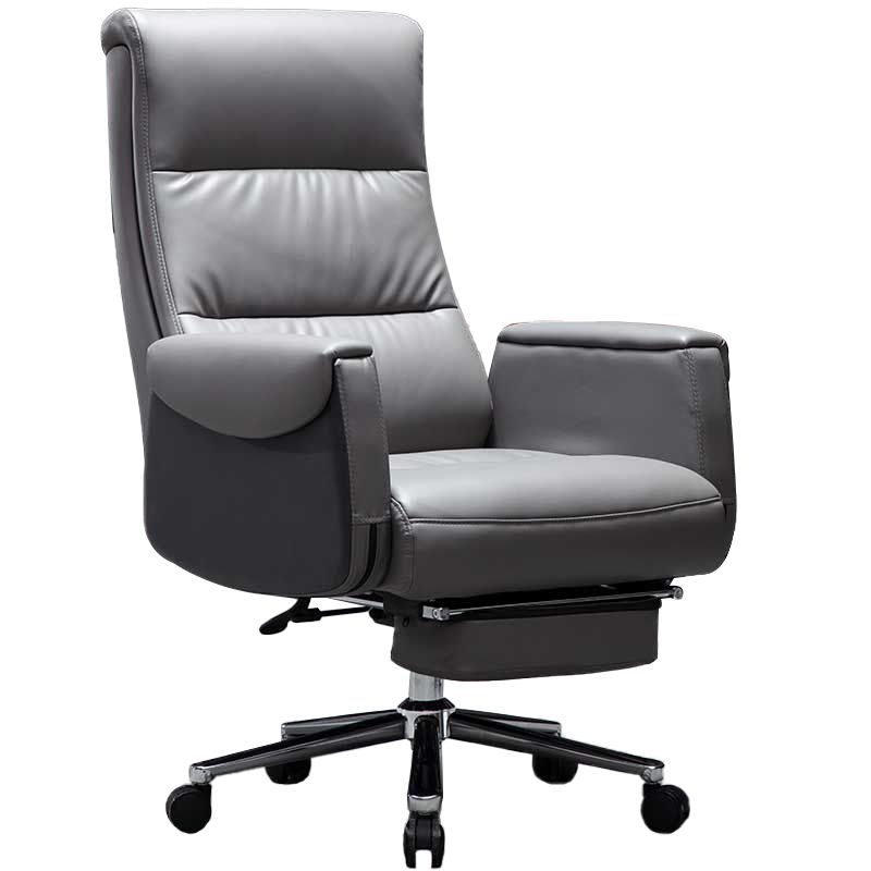 Modern Armless Office Chair No Distressing Leather Ergonomic Slide Chair with Wheels