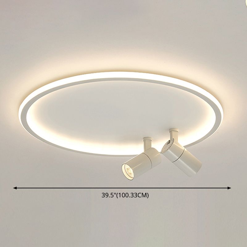 2-Light LED Semi Flush Mount in Modern Simplicity Circular Acrylic Ceiling Light in White