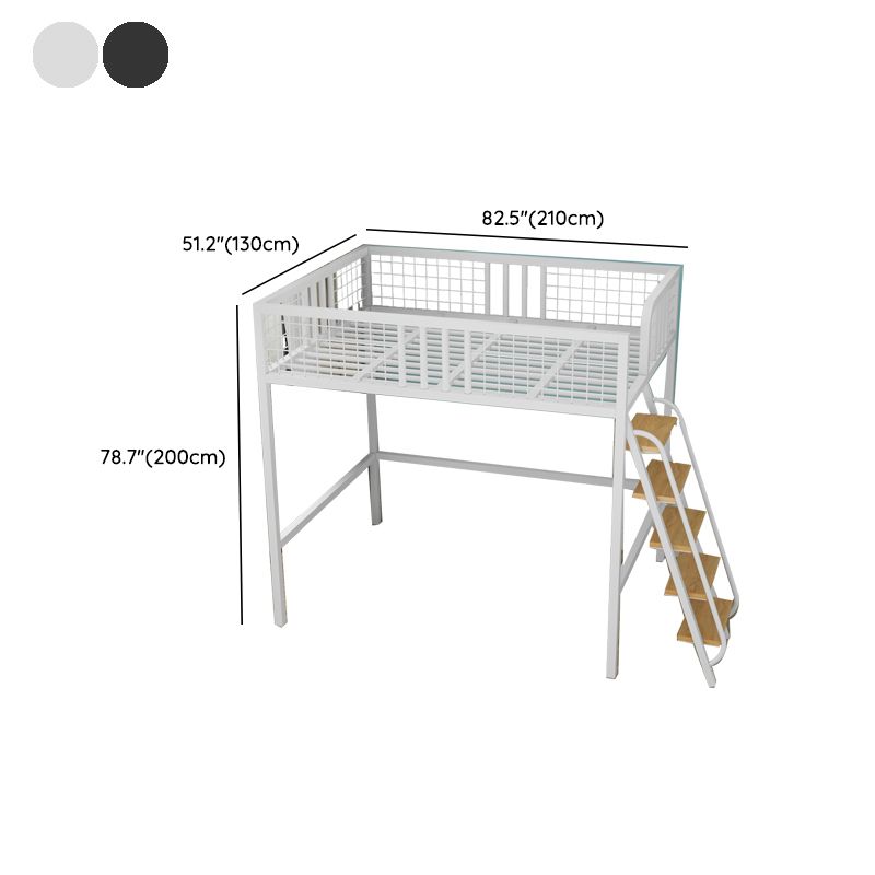 Modern Loft Bed Built-In Ladder Headboard Bunk Bed with Guardrail