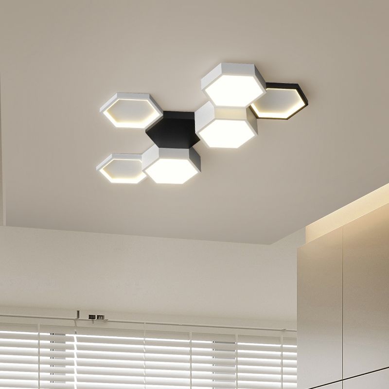 Modern Simple Style Iron Ceiling Light Hexagon Shape LED Ceiling Lamp for Bedroom