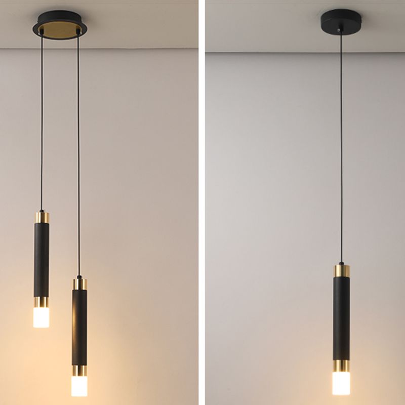 Modern Style Metal Pendant Light Cylinder Shape Hanging Pendant for Bedroom