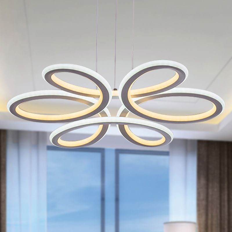 Contemporary Petals Acrylic Chandelier LED Drop Pendant in Warm/White Light for Dining Room